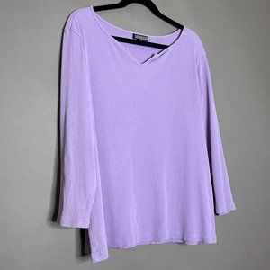 Lands End Purple Ribbed Top V Neck Size Large 14/16 Regular‎